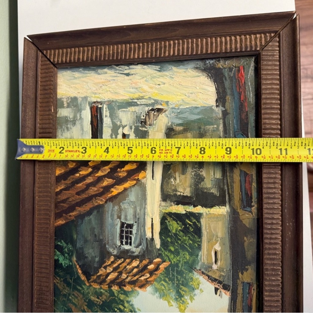 Framed Village Landscape Oil Painting in French country - Picture 7 of 7